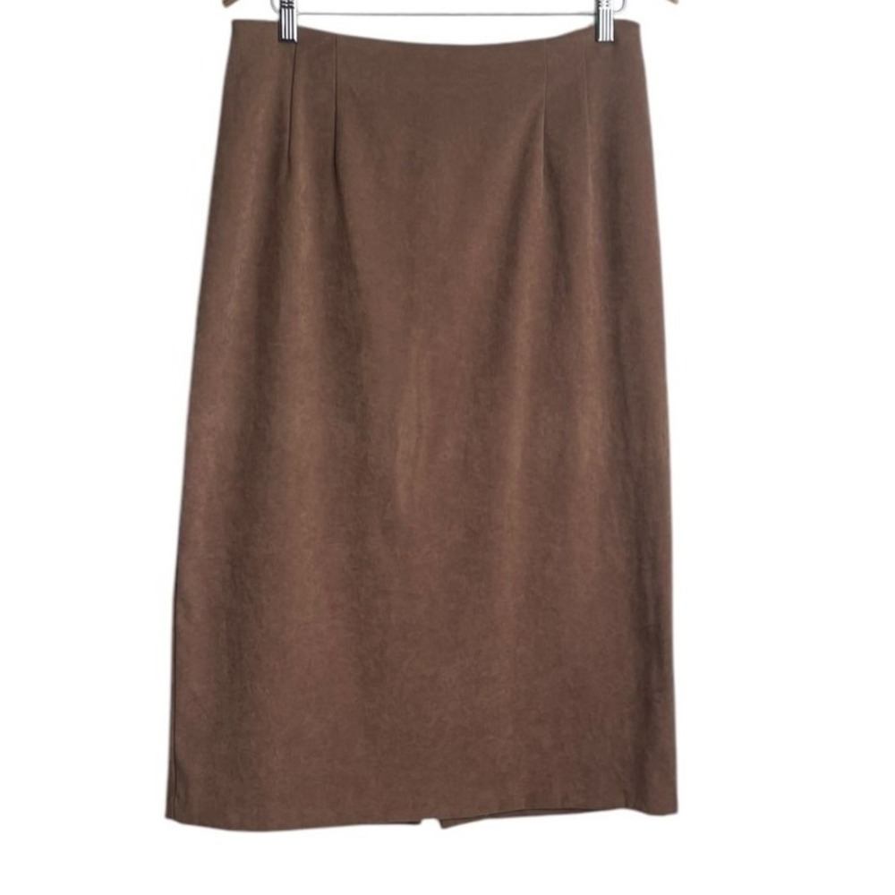 Vintage Briggs New York Maxi Skirt Women 14P Brown Faux Suede Boho Cowgirl Chic